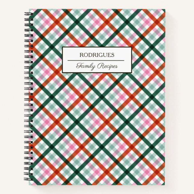 Personalised Gihgham Family Recipe Notebook (Front)