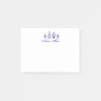 Personalised Ginger Jar Blue  White Sticky Notes