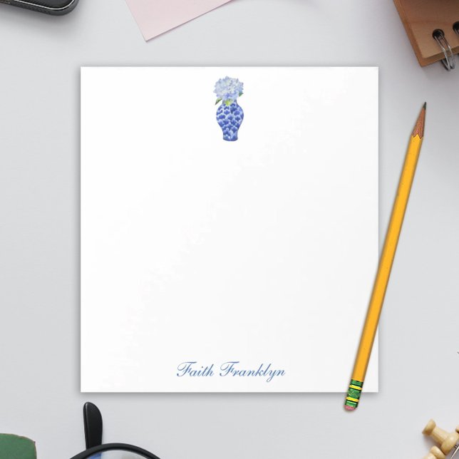 Personalised Ginger Jar Watercolor Hydrangea Notepad (Creator Uploaded)