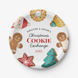 Personalised Gingerbread Christmas Cookie Exchange Paper Plate