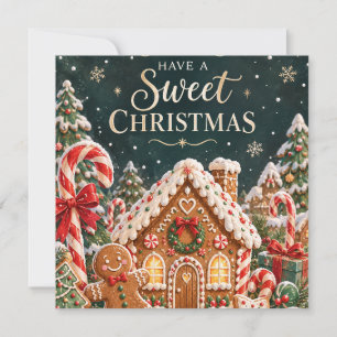 Personalised Gingerbread Christmas with Candy,cake Invitation
