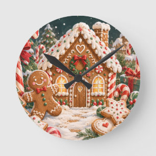 Personalised Gingerbread Christmas with Candy,cake Round Clock