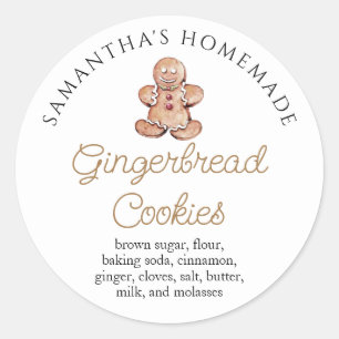Personalised Gingerbread Cookies Bakery Classic Round Sticker
