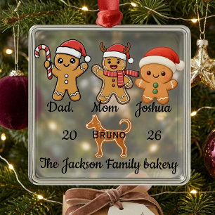 Personalised Gingerbread Family 2026 Metal Ornament
