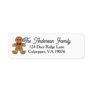 Personalised Gingerbread Family Christmas Return A Address Label