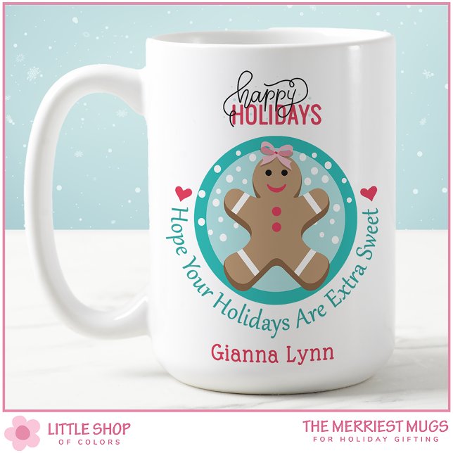 Personalised Gingerbread Girl Christmas Cookie Coffee Mug (Creator Uploaded)