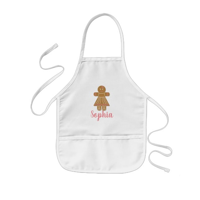 Personalised Gingerbread Girl Kids Apron (Front)
