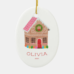 Personalised Gingerbread House Ceramic Ornament