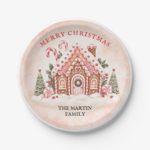Personalised Gingerbread House Family Christmas Paper Plate
