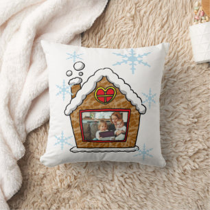Personalised Gingerbread House Snowflakes Holidays Cushion