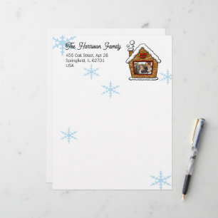 Personalised Gingerbread House Snowflakes Holidays Custom Letterhead