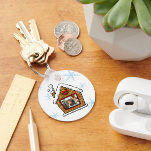 Personalised Gingerbread House Snowflakes Holidays Key Ring