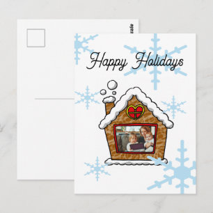 Personalised Gingerbread House Snowflakes Holidays Postcard