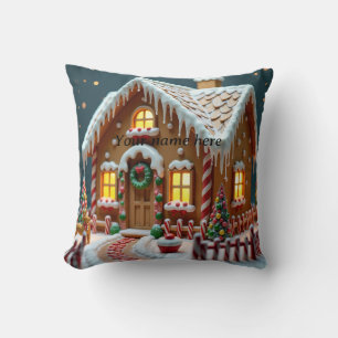 Personalised Gingerbread House throw pillow