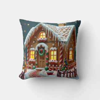 Personalised Gingerbread House throw pillow