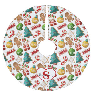 Personalised Gingerbread Man Christmas Treats Brushed Polyester Tree Skirt