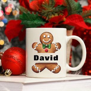 Personalised Gingerbread Man Custom Name Christmas Coffee Mug