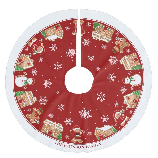 Personalised Gingerbread Village Brushed Polyester Tree Skirt (Front)