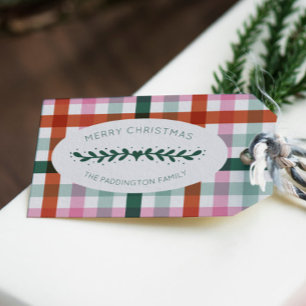 Personalised Gingham Christmas Pattern Gift Tag