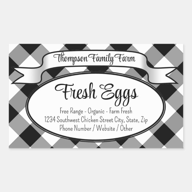 Personalised Gingham Farm Egg Carton Label (Front)