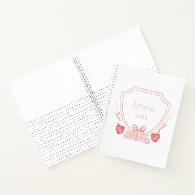 Personalised Gingham School Crest  Notebook (Inside)