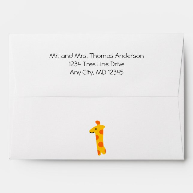 Personalised Giraffe 1st Birthday Cute Envelope (Back (Top Flap))