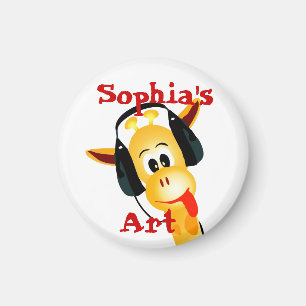 Personalised Giraffe Child's Artwork Magnet