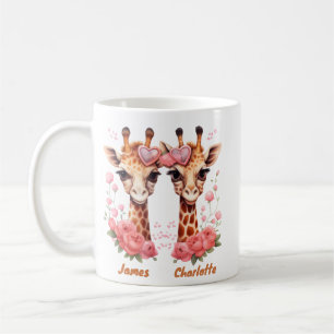 Personalised Giraffe Couple for Valentine's Day Coffee Mug