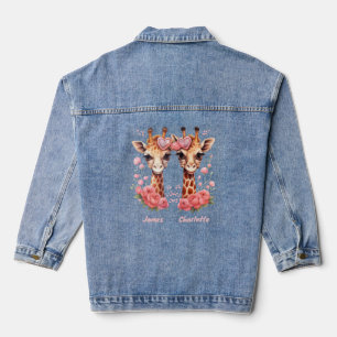 Personalised Giraffe Couple for Valentine's Day Denim Jacket