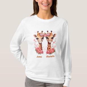 Personalised Giraffe Couple for Valentine's Day T-Shirt