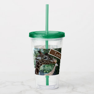 Personalised Giraffe Cup With Lid and Straw