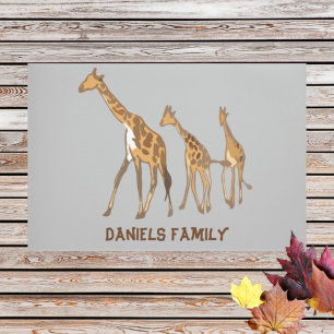 Personalised Giraffe Family Door mat