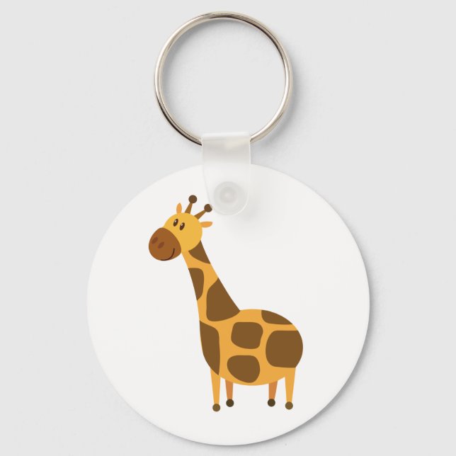 Personalised Giraffe Kids Cartoon Gift Key Ring (Front)