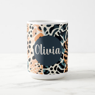 Personalised Giraffe Leopard Animal Print Coffee Mug