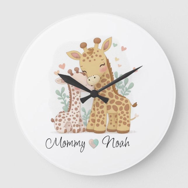 Personalised Giraffe Love Wall Clock (Front)
