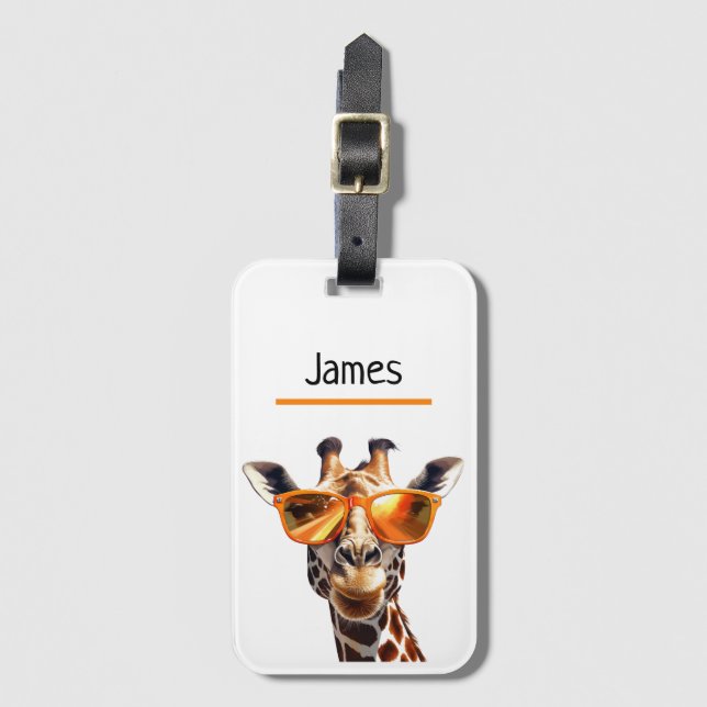 Personalised Giraffe Luggage Tag (Front Vertical)