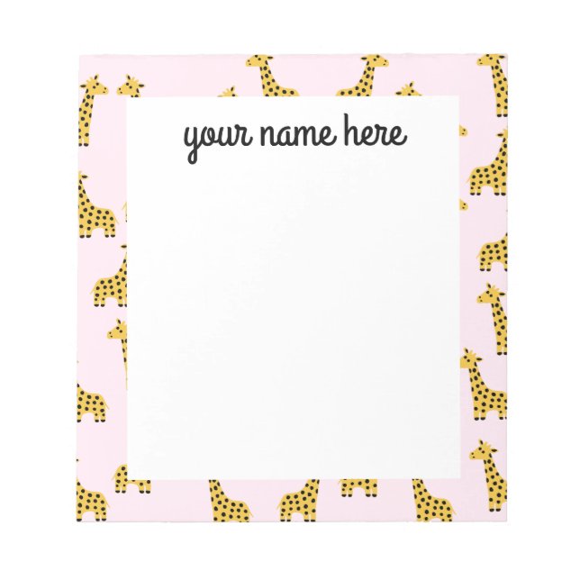 Personalised Giraffe Notepad (Front)