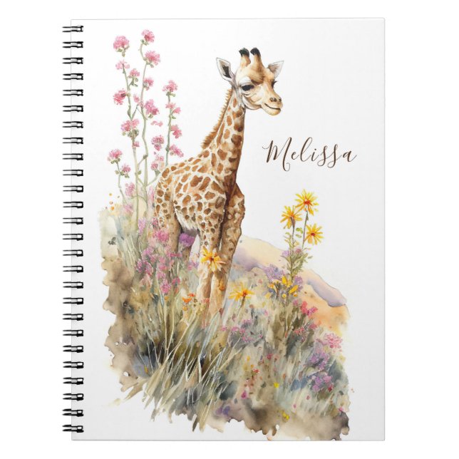 Personalised Giraffe School Office Notebook Gift (Front)