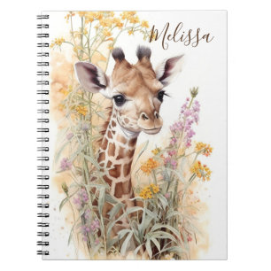 Personalised Giraffe School Office Notebook Gift