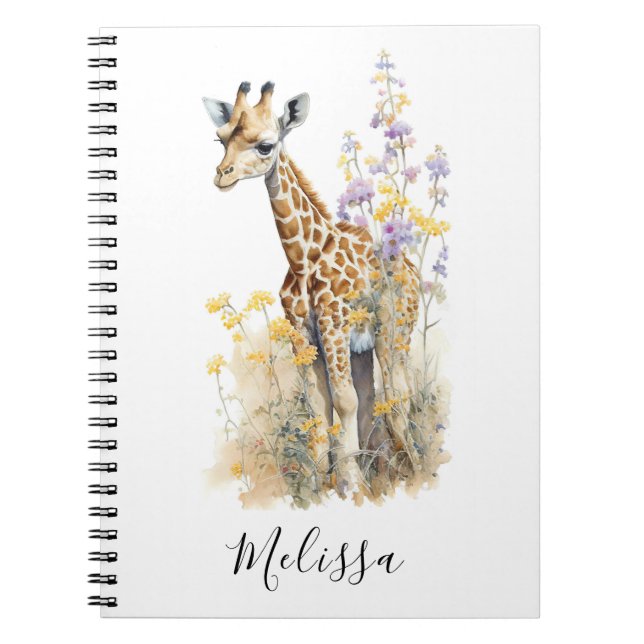 Personalised Giraffe School Office Notebook Gift (Front)