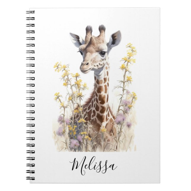 Personalised Giraffe School Office Notebook Gift (Front)