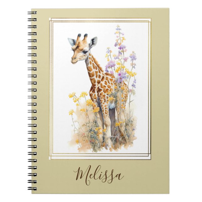 Personalised Giraffe School Office Notebook Gift (Front)