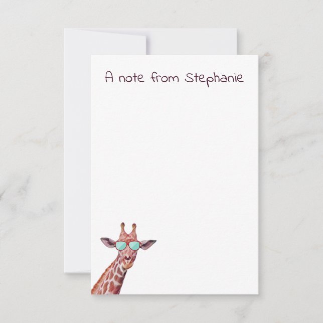 Personalised Giraffe Watercolor Purple Funny Card (Front)