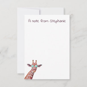 Personalised Giraffe Watercolor Purple Funny Card