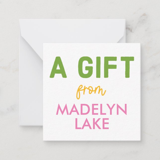 Personalised Girl A GIFT FROM Gift Enclosure Card (Front)