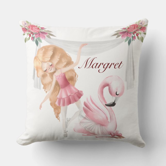 Personalised Girl Ballet  Throw Pillow (Front)