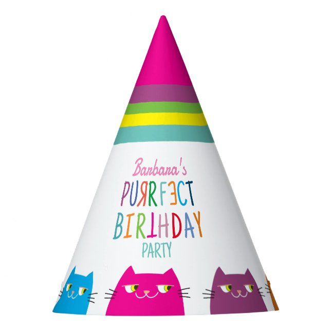 Personalised Girl Birthday Party Party Hat (Front)