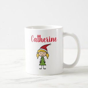 personalised girl blonde hair christmas coffee mug