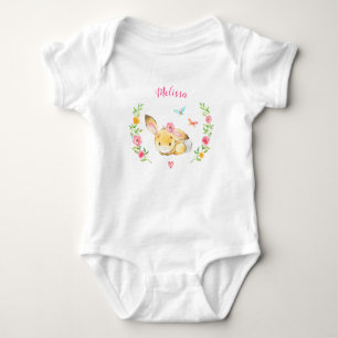 Personalised Girl Bunny Woodland Baby Shower Gift Bodysuit