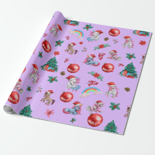 Personalised Girl Christmas Wrapping Paper Unicorn